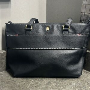 Tommy Hilfiger Black Satchel with Gold Accents